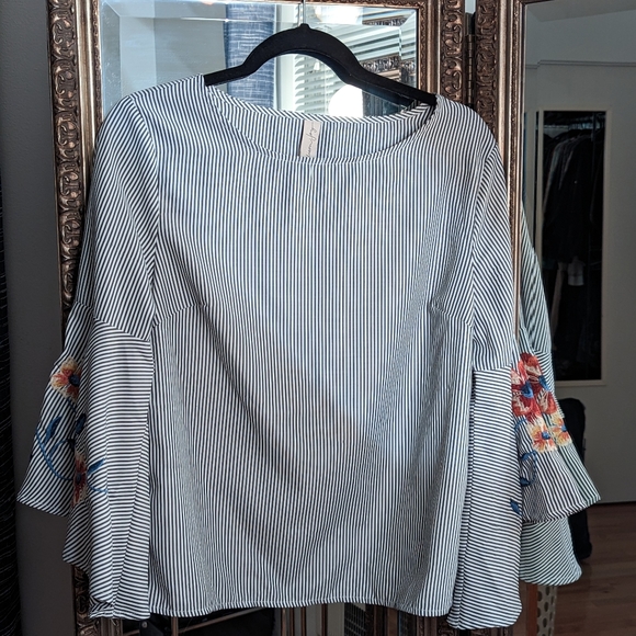 Alison Joy Embroidered Bell Sleeve Top - Picture 1 of 6